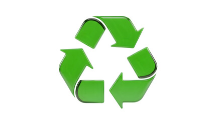 Obraz premium Green recycling symbol 3d rendered isolated on transparent background