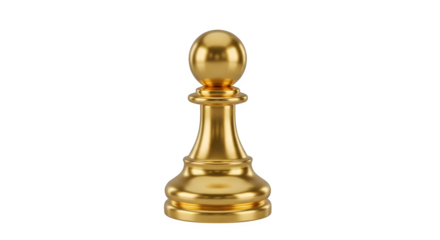 Golden chess pawn 3d rendered isolated on transparent background