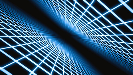 3D rendering, abstract sci-fi grid or wireframe footage high tech space retro animation blue neon...