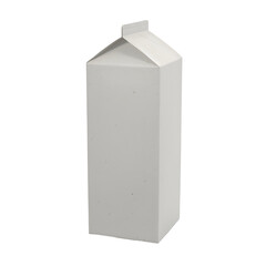 A plain white milk carton with a triangular top, commonly used for packaging milk and other beverages.
