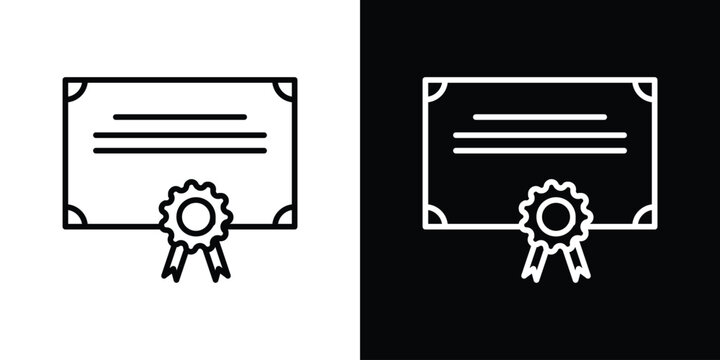 Certificate icon in black. flat graphic vector icon