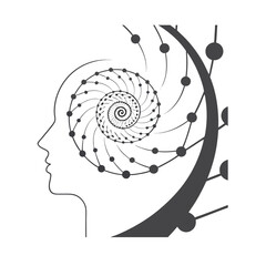 AI Brain Spiral Logo Minimal Dotted Lines Neural Path Design
