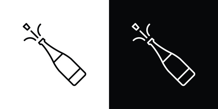 Champagne bottle icon in black. flat graphic vector icon