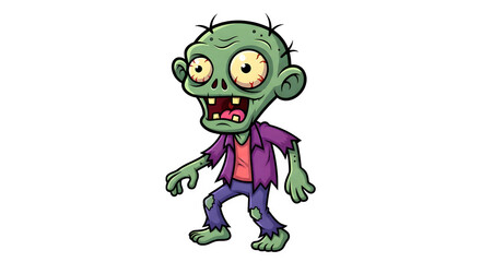 Cartoon zombie character isolated on transparent background