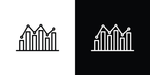Chart histogram icon in black. flat graphic vector icon