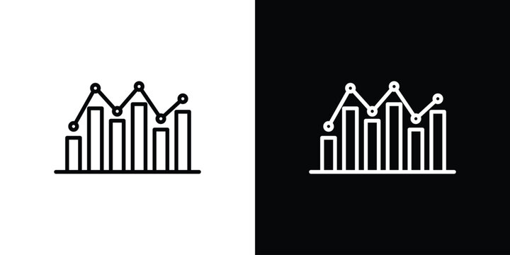 Chart histogram icon in black. flat graphic vector icon