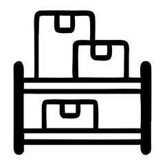 Fototapeta premium Simple Handdrawn Shelves with Boxes Isolated Delivery Storage Illustration