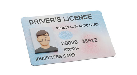 Fototapeta premium Driver’s license card 3d rendered isolated on transparent background