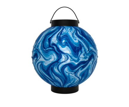 A Captivating Swirling Wind Pattern Lantern in Blue, isolated creating a mesmerizing visual aesthetic and artistic flair