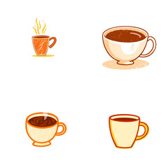 Obraz premium Various coffee cups with different styles illustrating National Coffee Day 