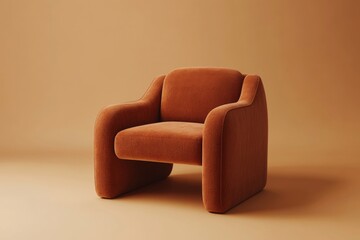 Terracotta armchair with clean modern lines, symbolizing comfortable contemporary furniture and minimalist interior design