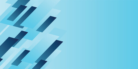 Abstract blue diagonal geometric background. Rectangle shape graphic elements. Technology futuristic concept. Modern banner template design with space for text.