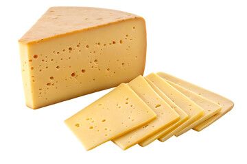 Delicious swiss cheese slices isolated on transparent background
