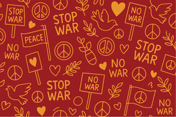 Vector background with a “Stop War” concept, featuring bold symbols of peace, broken weapons, and silhouettes to deliver a strong anti war message.