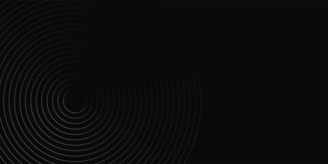 Abstract black background with circle lines pattern. Black metal lines texture. Modern shiny black and gray gradient lines creative design.