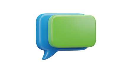 Naklejka premium Green and blue speech bubble 3d rendered isolated on transparent background