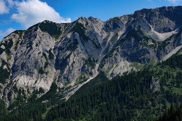 Fototapeta premium Stunning mountain view in the Füssen region of Germany showcasing natural beauty and rugged terrain in clear daylight