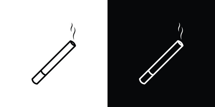Cigarette icon in black. flat graphic vector icon