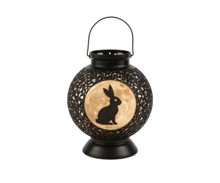 Charming moonviewing lantern featuring a rabbit design radiating soft light creating a magical ambiance ideal for festive decor
