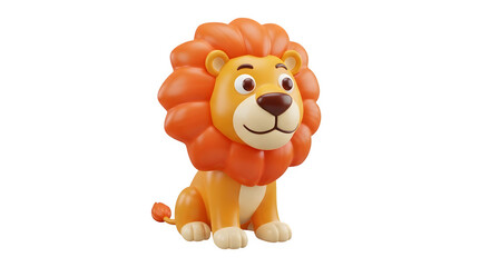 Cute cartoon lion 3d rendered isolated on transparent background