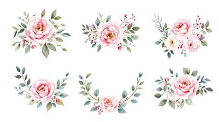 Set of spring flowers, set of flowers, Colorful spring flowers, Set of watercolor flowers, Clipart watercolor flowers	