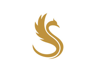 luxury golden swan logo icon vector template