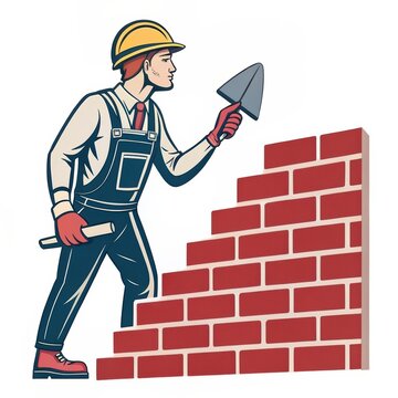 Construction worker with trowel