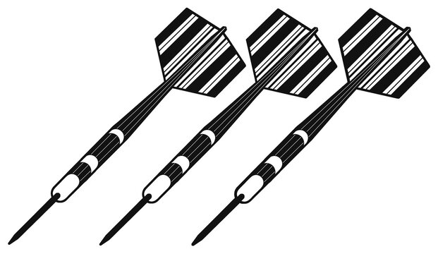 Darts icon. Simple design. Vector illustration, 3 Dartpfeile, KI Frei, Schwarzweiss, Streifendekor