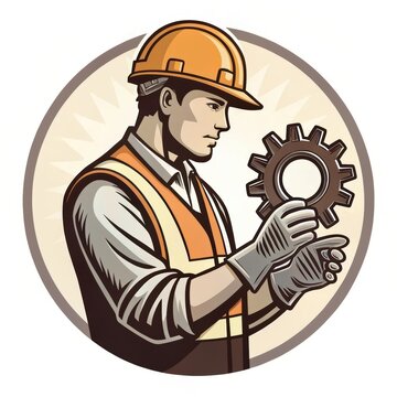 Construction worker with helmet