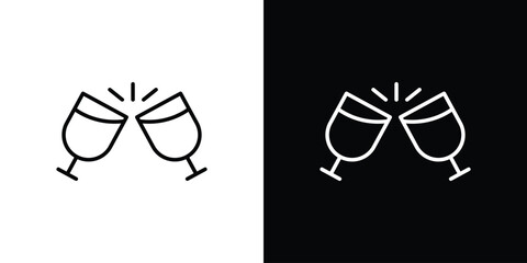 Clinking glasses icon in black. flat graphic vector icon