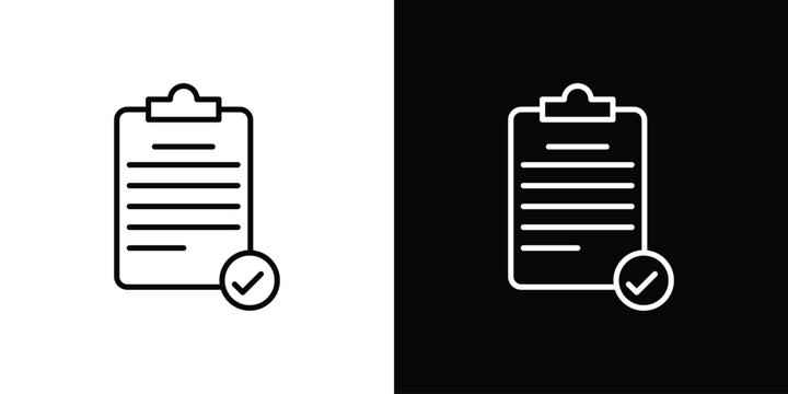 Clipboard check icon in black. flat graphic vector icon