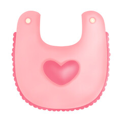 Pink baby apron. Baby shower clip art watercolor