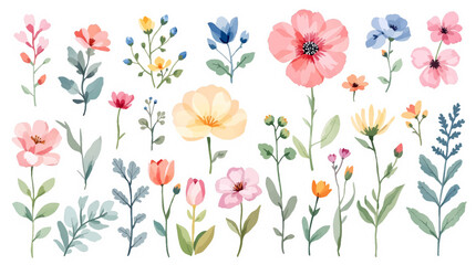 Set of spring flowers, set of flowers