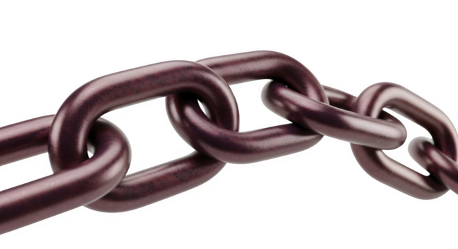 Bronze metal chain, 3d rendered isolated on transparent background