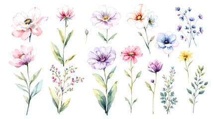 Set floral background with flowers