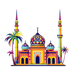 Colorful islamic mosque illustration vector graphic design for ramadan kareem and eid mubarak celebration