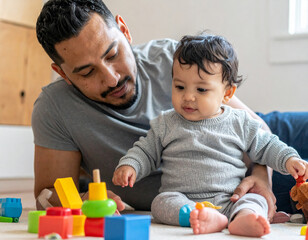 Professional documentary-style photo of child therapist and young child engaged in play therapy, soft natural lighting through window, authentic therapeutic interaction with toys scatte