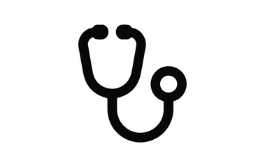 Solid Stethoscope Icon – Medical Equipment Vector Illustration