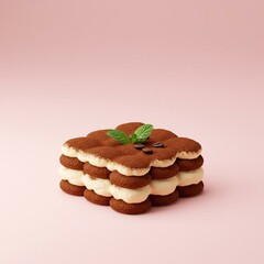 Delicious Tiramisu Dessert Layers of Coffee Soaked Biscuits Creamy Filling Cocoa Powder and Mint Garnish