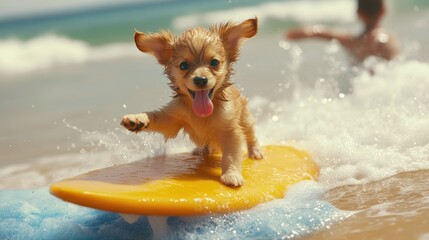 dog running in water