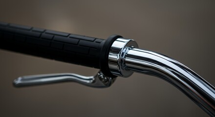 Close-up of a Polished Chrome Motorcycle Handlebar