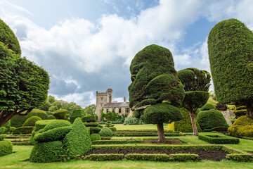Fantastically shaped shrubs at the oldest topiary park in the world the Levens Hall in Cumbria, UK.