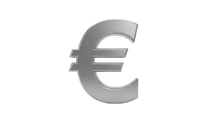 Obraz premium Silver euro symbol 3d rendered isolated on transparent background
