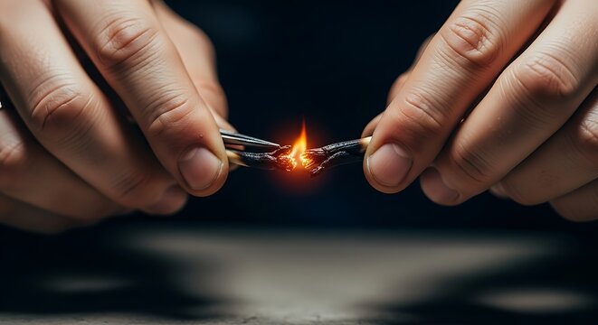 Igniting Fuse Wire with Hands and Tweezers Creating Spark