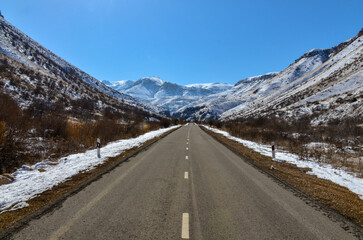 Gnishik river canyon and Amaghu mountain scenic view from Noravank road (Vayots Dzor, Armenia)