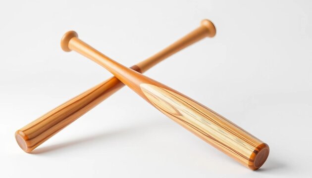Two crossed baseball bats on a clean white background,   play,   diamond