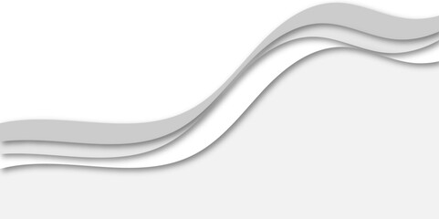 White abstract wave background with layered paper cut effect. Smooth curved design ideal for web headers, presentations, banners, and modern minimalist projects. Clean and elegant composition.