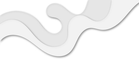 White abstract wave background with layered paper cut effect. Smooth curved design ideal for web headers, presentations, banners, and modern minimalist projects. Clean and elegant composition.