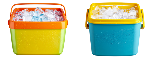 HHHHH - Portable summer drink cooler with ice cubes and condensation, isolated on transparent background PNG
