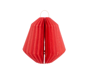 Elegant Red Paper Lantern, A Fusion of Bell Shape and Intricate Folds, Radiating Warmth and Festive Charm in Isolated Detail